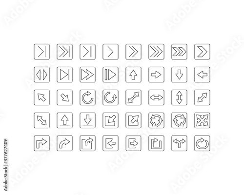 set of arrow thin line icons, 256x256 px