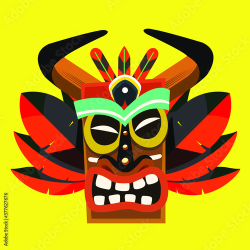 tribal mask clothing illustration design for sale t-shirt poster design banner background vector