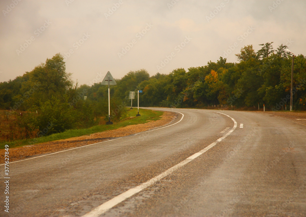 Highway landscape without moving cars at daytime