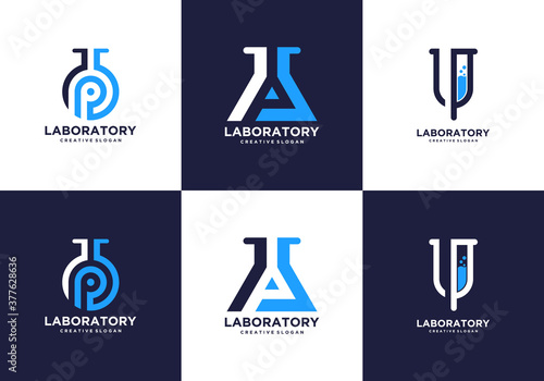 Health Lab Bottle Sets Collection Logo Templates