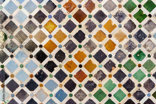 Ceramic walls in the Alhambra of Granada.