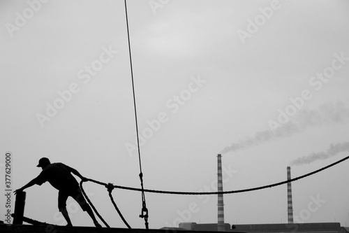 Dock Worker at Sunda Kelapa, Jakarta, Indonesia photo