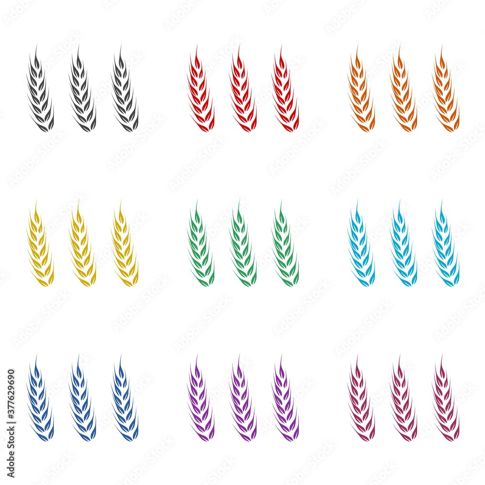 Wheat icon flat, color set Wheat icon flat, color set