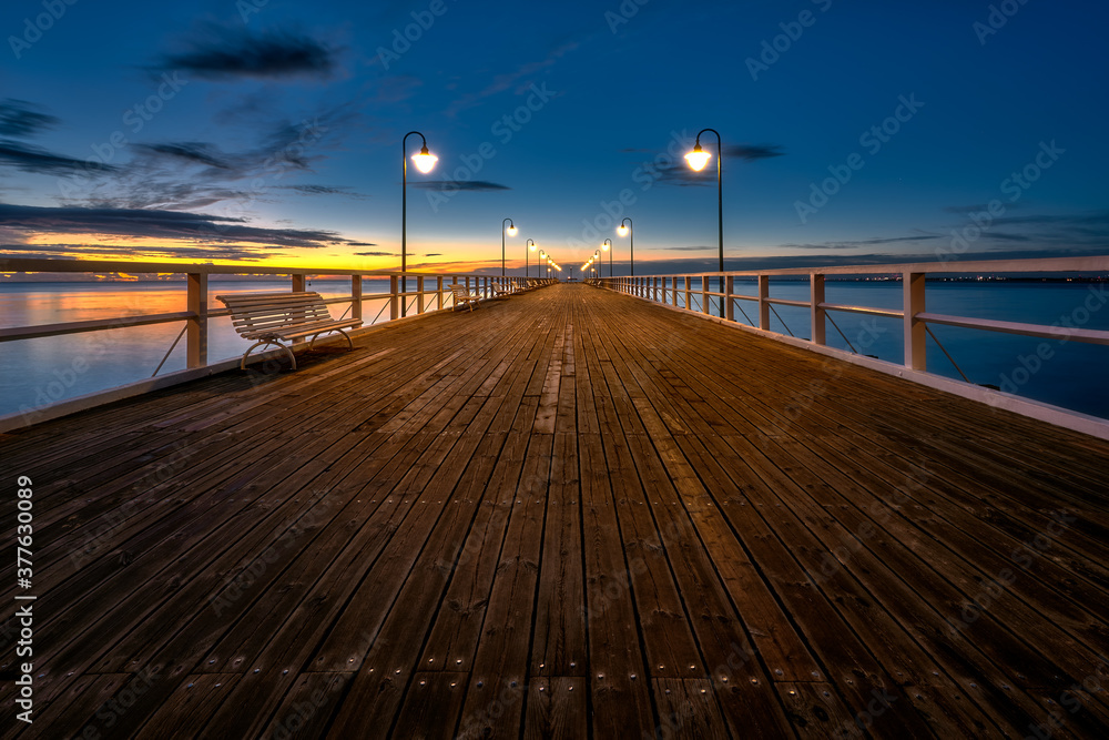 Walking pier. Poland, Gdynia Orlowo, Baltic Sea