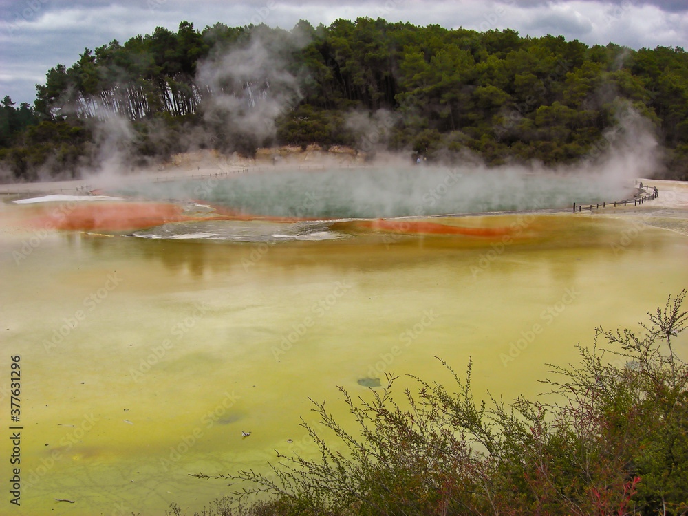 Champagne Pool in Wai-O-Tapu Geothermal Wonderland, New Zealand