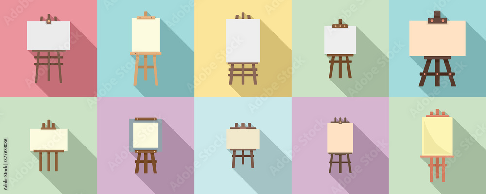 Easel icons set. Flat set of easel vector icons for web design Easel icons set. Flat set of easel vector icons for web design