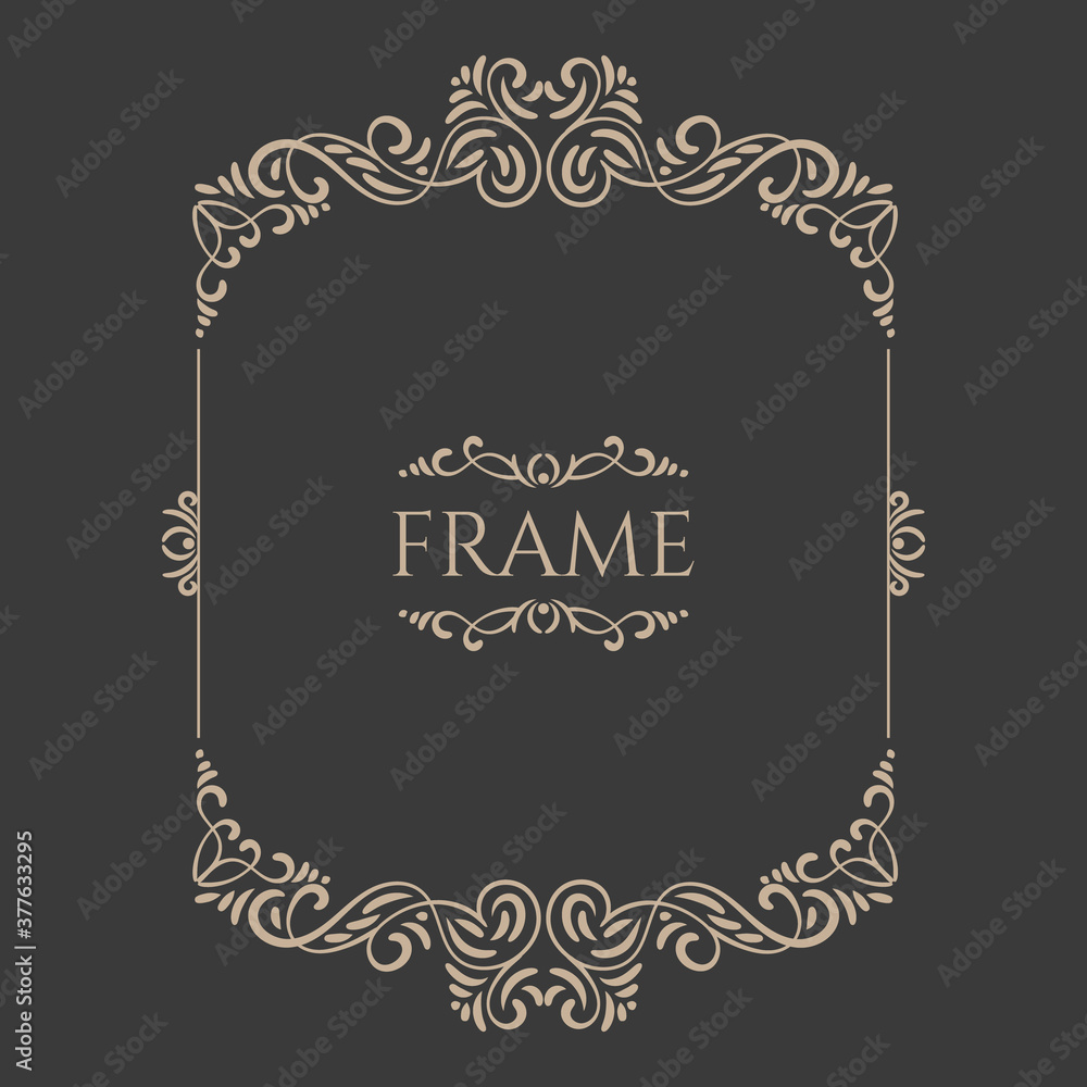 Vintage flourishes ornament swirls lines frame template vector illustration