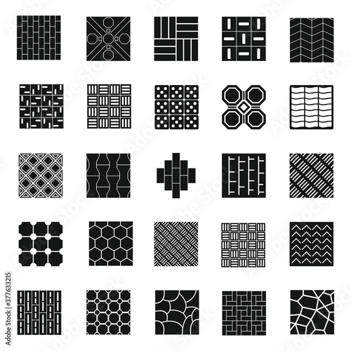 Paving icons set. Simple set of paving vector icons for web design on white background