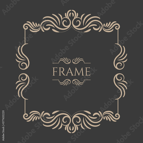 Vintage flourishes ornament swirls lines frame template vector illustration