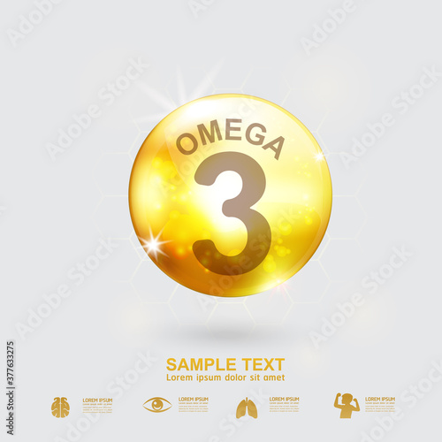 Omega Vitamin and Nutrients Logo Product for Kids Vector 