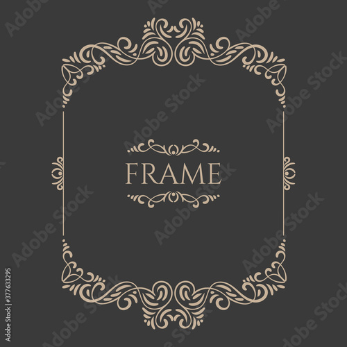 Vintage flourishes ornament swirls lines frame template vector illustration