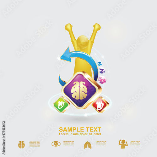 Omega Vitamin and Nutrients Logo Product for Kids Vector 