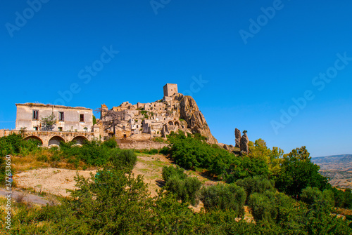 Craco  Matera  Basilicata  Italy  view of the ghost town abandoned in 1963 due to natural disasters and now it represents a tourist attraction and a filming location