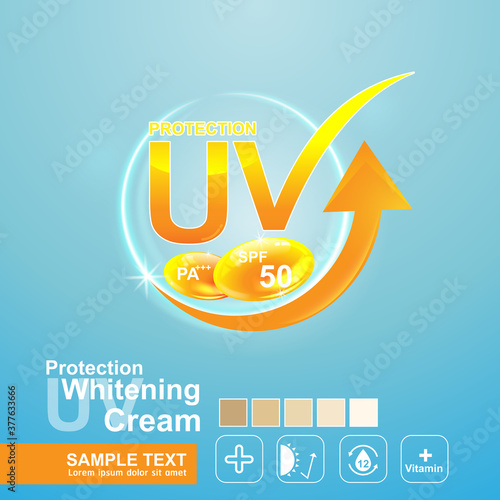 UV Protection and Whitening Vector Skin care concept.