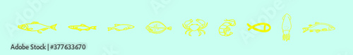 set of flounder fish cartoon icon design template with various models. vector illustration
