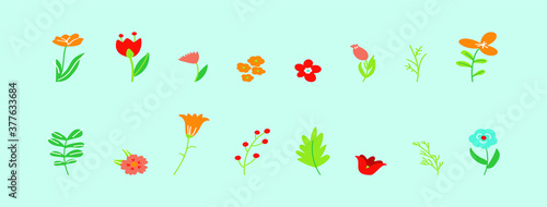 Wallpaper Mural set of flower design template for logo, clip art and more. vector illustration isolated on blue background Torontodigital.ca