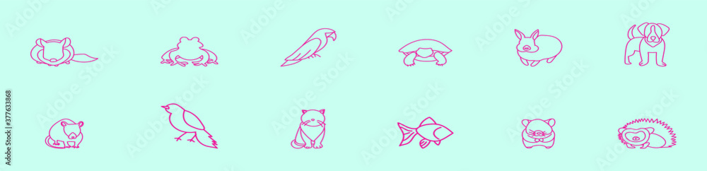 set of animal cartoon icon design template with various bird. vector illustration
