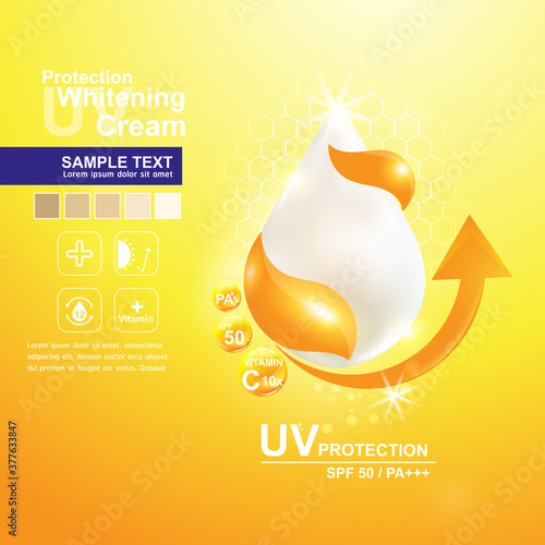 UV Protection and Whitening Vector Skin care concept.