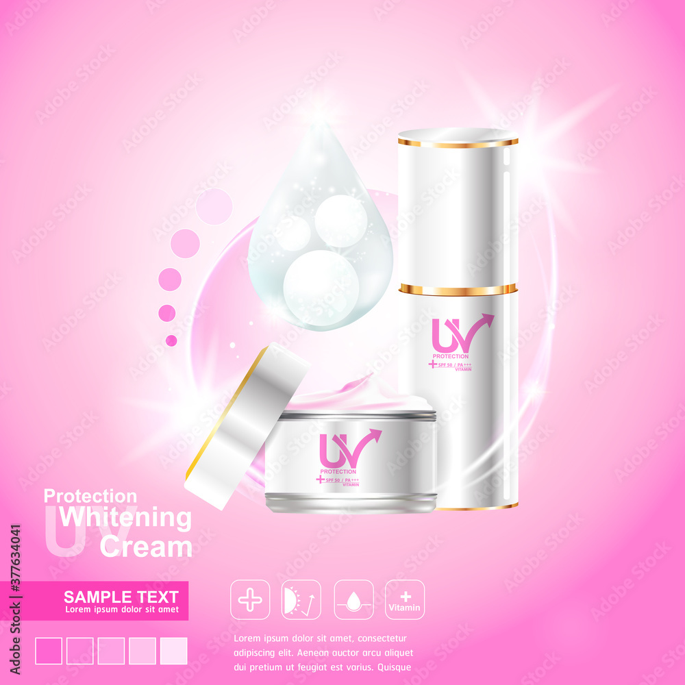 UV Protection and Whitening Vector Skin care concept. UV Protection and Whitening Vector Skin care concept.