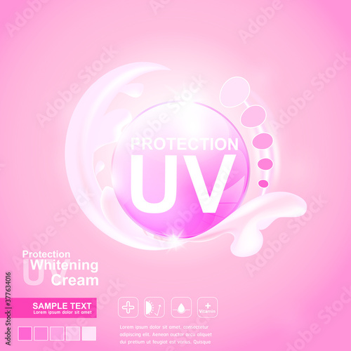 UV Protection and Whitening Vector Skin care concept.