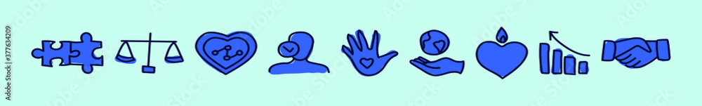 Company Core Values Solid Icons for Websites or Infographics isolated on blue Company Core Values Solid Icons for Websites or Infographics isolated on blue