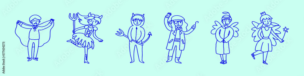 Obraz premium set of devil cartoon icon design template with various models. vector illustration