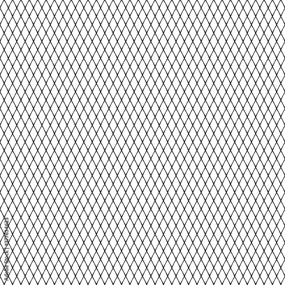 Illustration of diamond shape mesh texture. Seamless metal grid