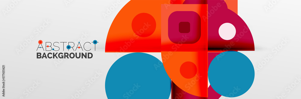 Bright color circles, abstract round shapes and triangles composition with shadow effects. Vector modern geometric design template Bright color circles, abstract round shapes and triangles composition with shadow effects. Vector modern geometric design template