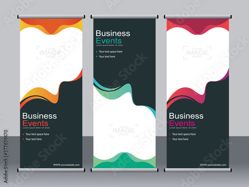Business banner roll up set,standee banner template,Modern banner.