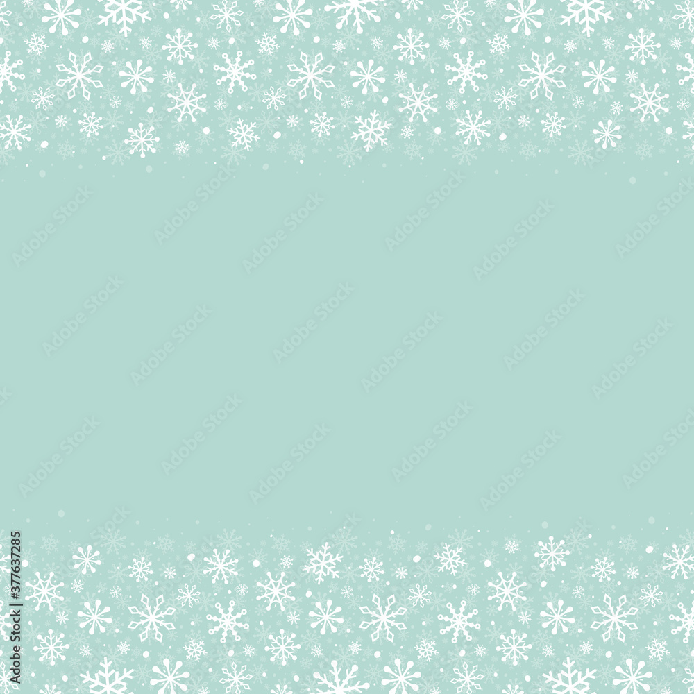 Fototapeta premium Christmas greeting card with copyspace. Xmas background with decorative snowflakes. Vector