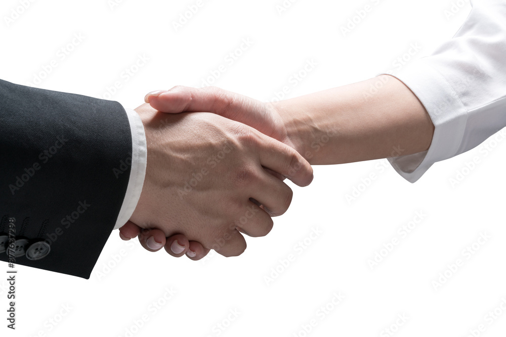 Man and woman shaking hands, isolated Man and woman shaking hands, isolated