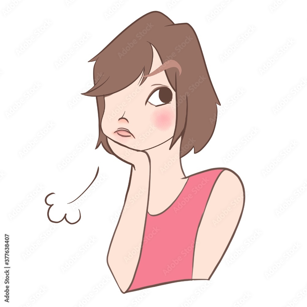 ため息をつく若い女性 ため息をつく若い女性