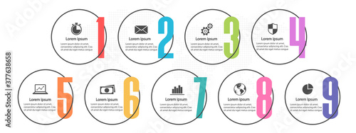 Infographic elements template with number 9 options.