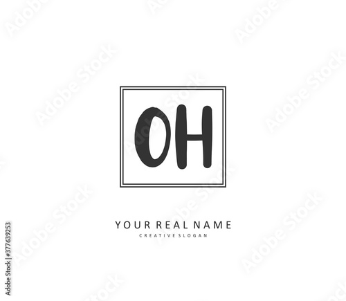O H OH Initial letter handwriting and signature logo. A concept handwriting initial logo with template element.