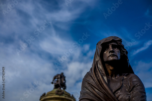 Statues of Shakesperean characters Stratford upon Avon Warwickshire England UK photo