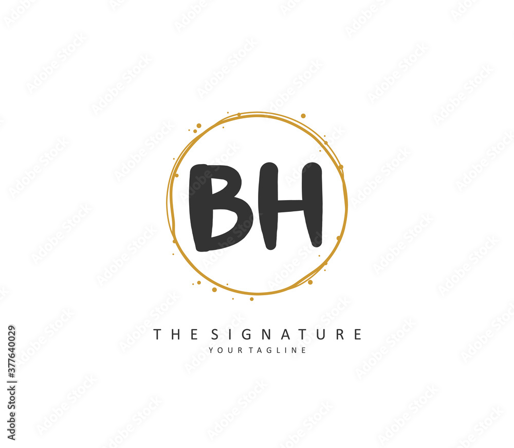 B H BH Initial letter handwriting and signature logo. A concept handwriting initial logo with template element. B H BH Initial letter handwriting and signature logo. A concept handwriting initial logo with template element.