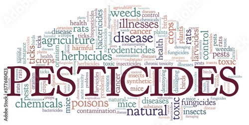 Pesticides vector illustration word cloud isolated on a white background.