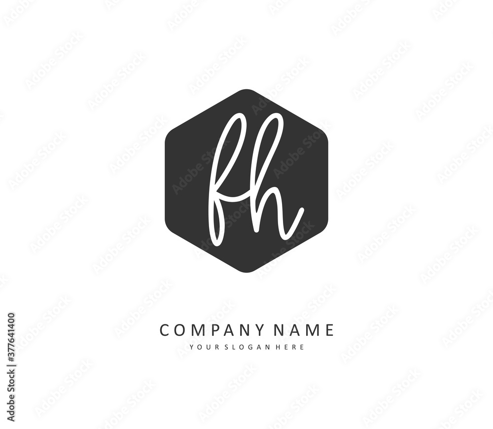 F H FH Initial letter handwriting and signature logo. A concept handwriting initial logo with template element.