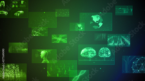 Digital Network Technology AI 5G data communication concepts 3D illustration Background