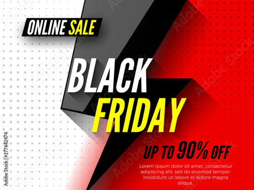 Black friday online sale banner. Vector illustration.