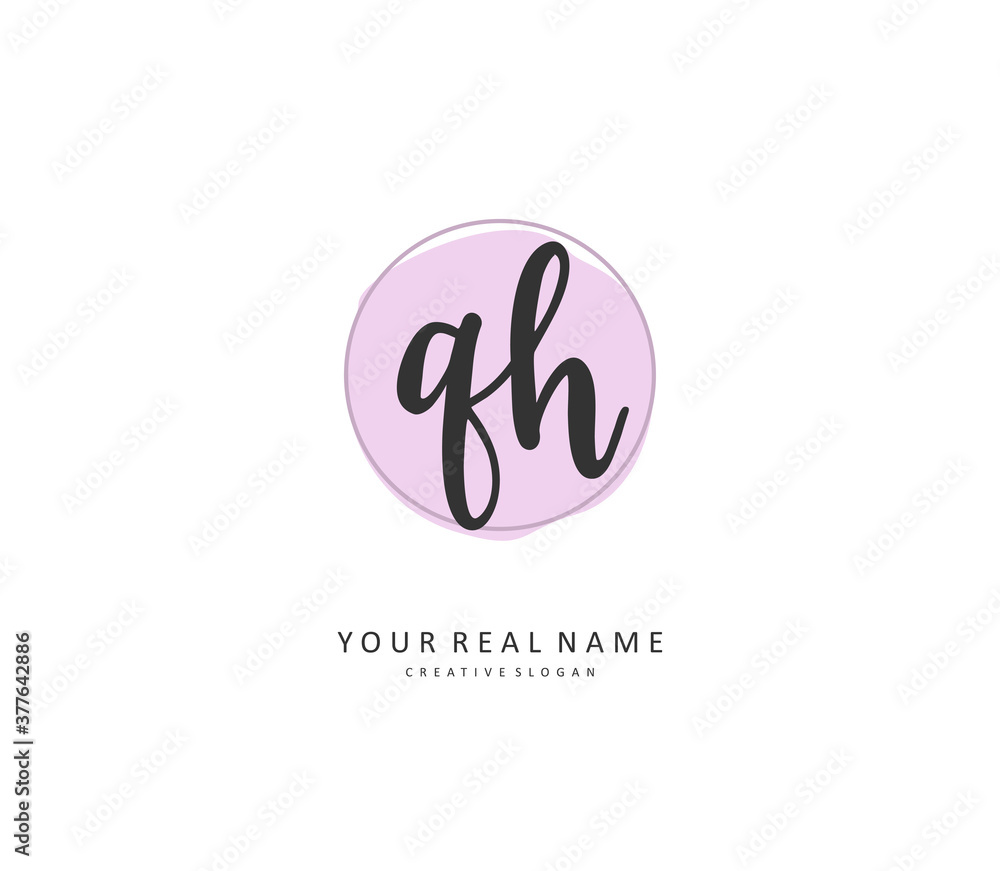 Q H QH Initial letter handwriting and signature logo. A concept handwriting initial logo with template element. Q H QH Initial letter handwriting and signature logo. A concept handwriting initial logo with template element.