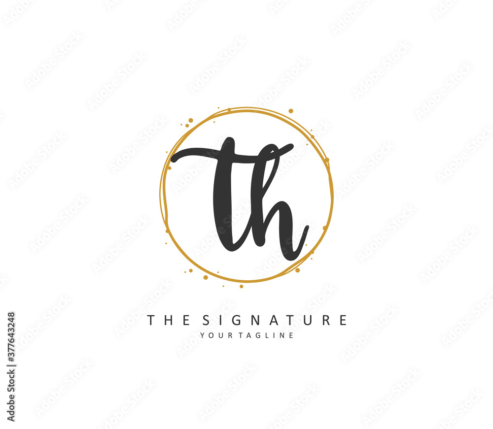 Obraz premium T H TH Initial letter handwriting and signature logo. A concept handwriting initial logo with template element.