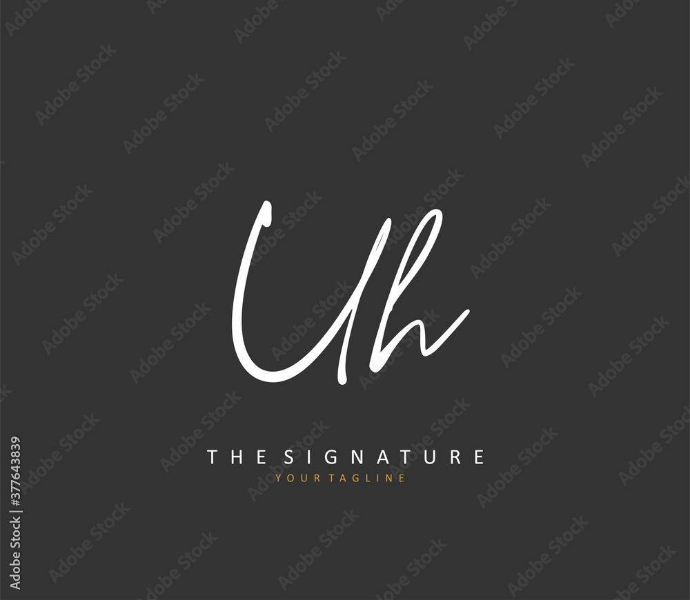 Fototapeta premium U H UH Initial letter handwriting and signature logo. A concept handwriting initial logo with template element.