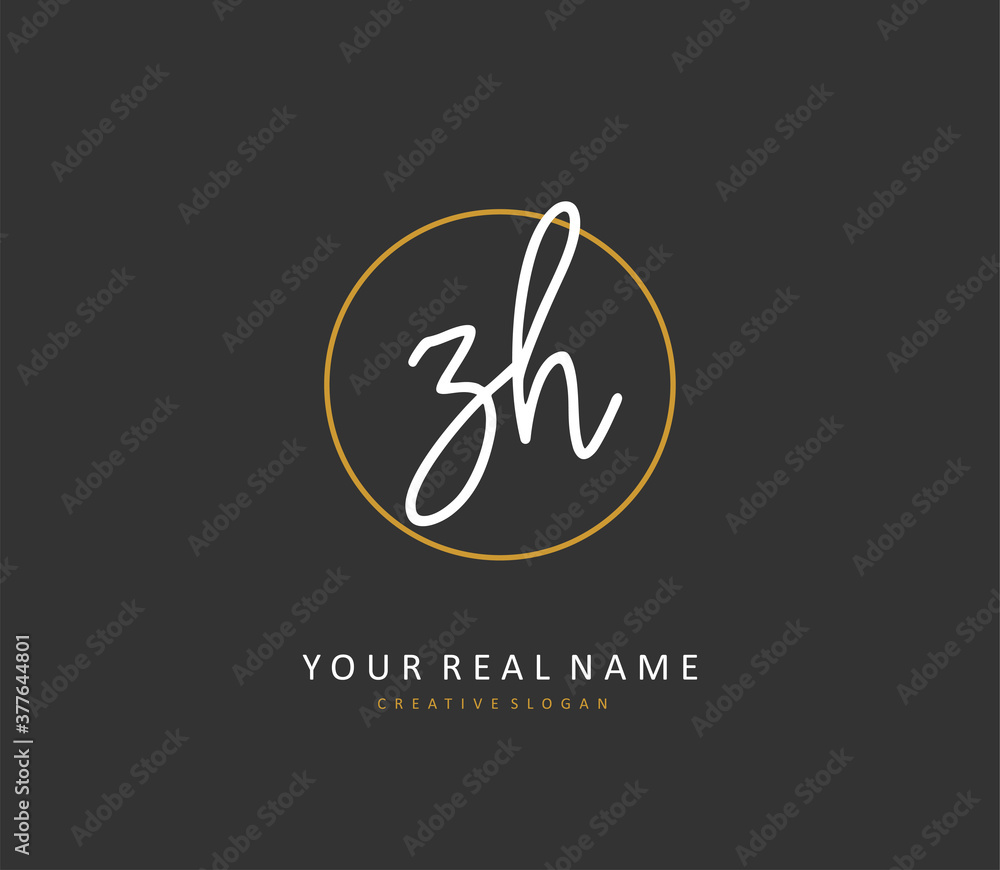 Z H ZH Initial letter handwriting and signature logo. A concept handwriting initial logo with template element. Z H ZH Initial letter handwriting and signature logo. A concept handwriting initial logo with template element.