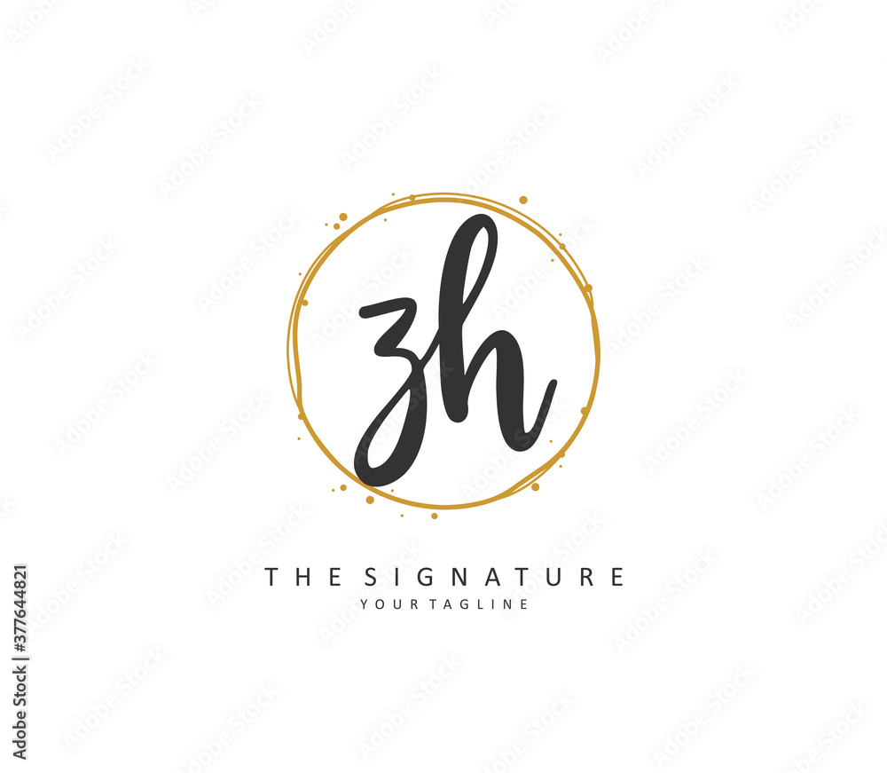 Z H ZH Initial letter handwriting and signature logo. A concept handwriting initial logo with template element. Z H ZH Initial letter handwriting and signature logo. A concept handwriting initial logo with template element.