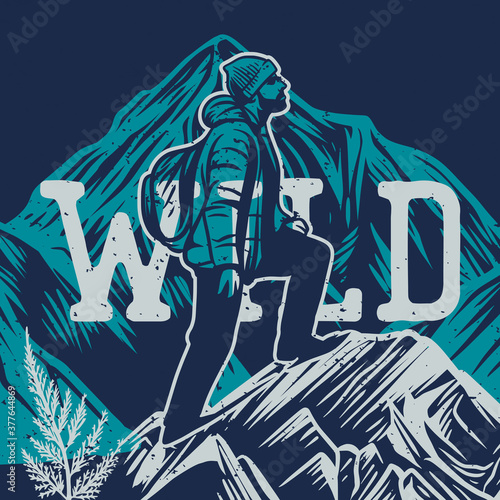 t shirt design say yest to new adventure with man taking photos with camera vintage illustration