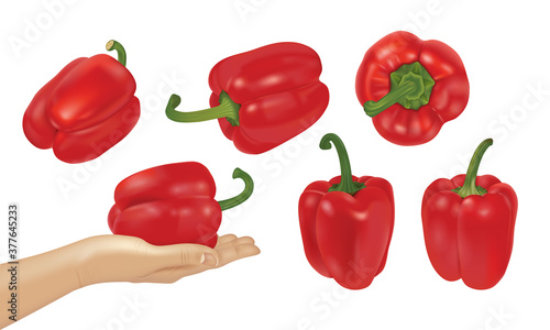 Whole Paprika or Red Sweet Pepper Isolated on White