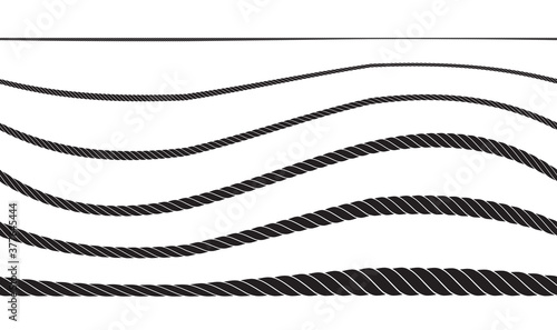 Set of twisted vector rope icon or cordage with loops
