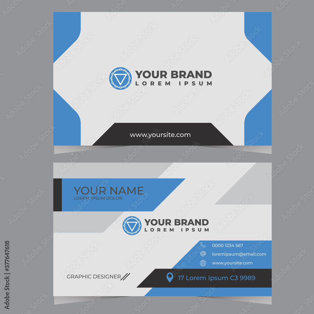 Name card minimalist blue color, top name card premium vector