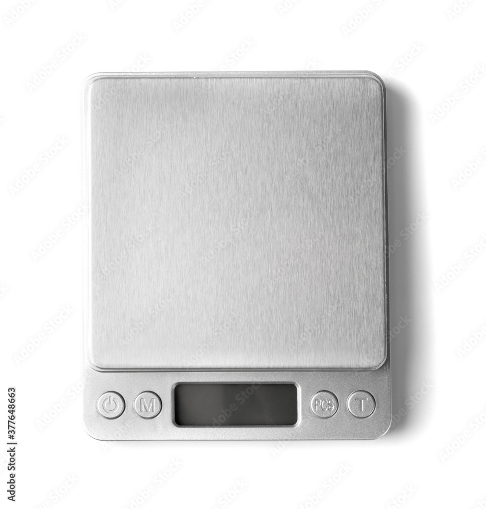 Fototapeta premium Small empty electronic jewelry scales isolated on white
